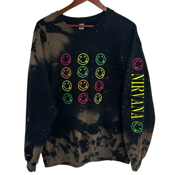 Gildan Other - Nirvana Black Tie Dye Sweatshirt Size Large Colorful Sparkle Gildan Heavy Blend